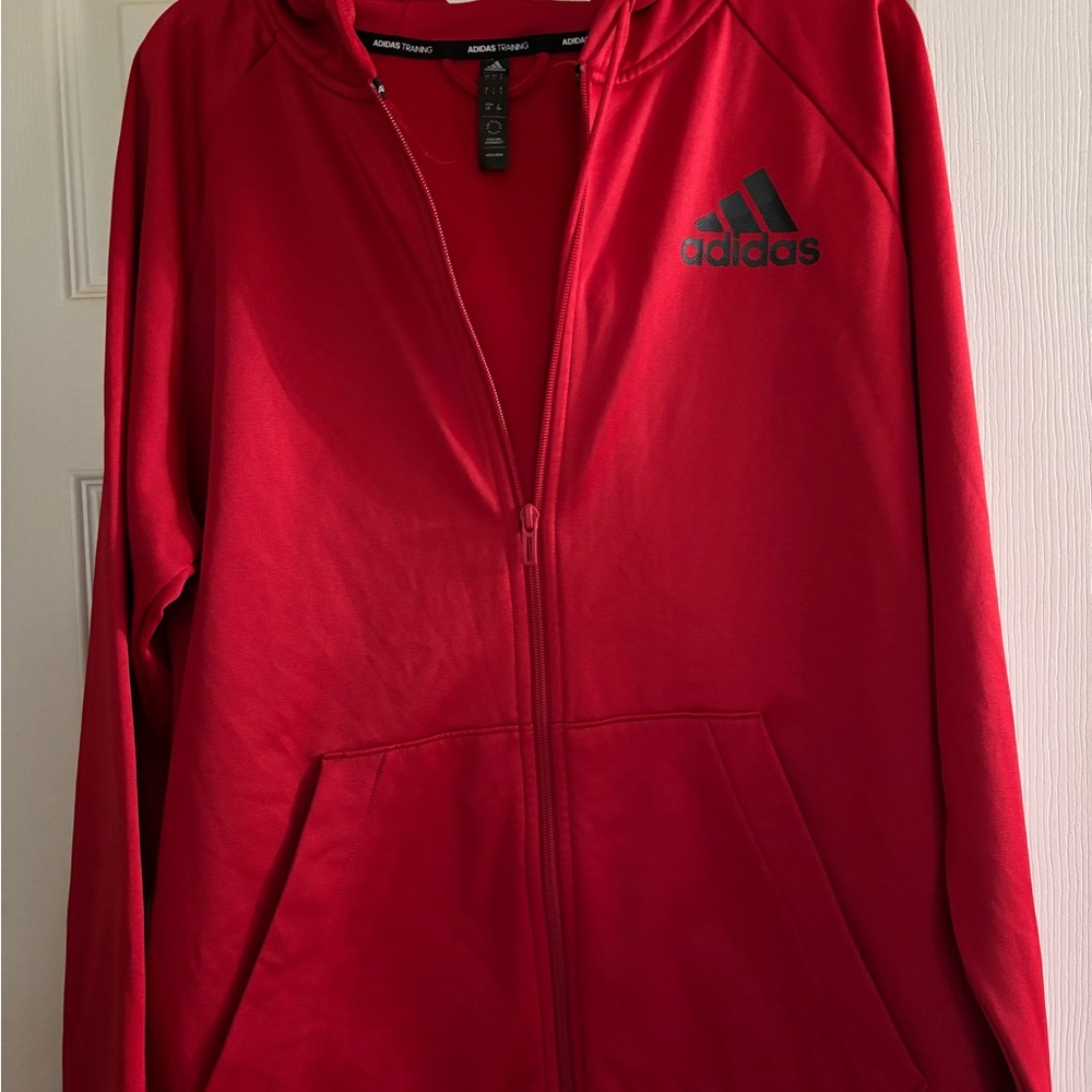 Adidas Red Full-Zip Hoodie